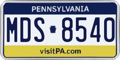 PA license plate MDS8540