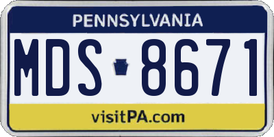 PA license plate MDS8671