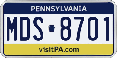 PA license plate MDS8701