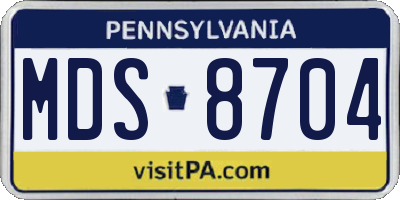 PA license plate MDS8704