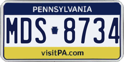 PA license plate MDS8734