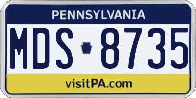 PA license plate MDS8735