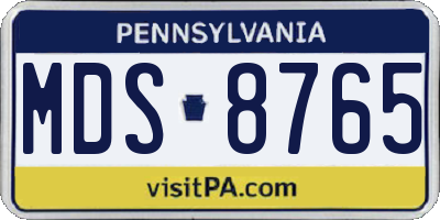 PA license plate MDS8765