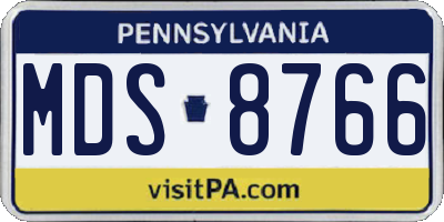 PA license plate MDS8766
