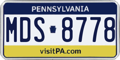 PA license plate MDS8778