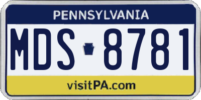 PA license plate MDS8781