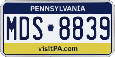 PA license plate MDS8839