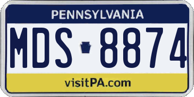 PA license plate MDS8874