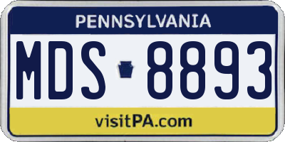 PA license plate MDS8893