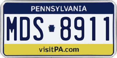 PA license plate MDS8911