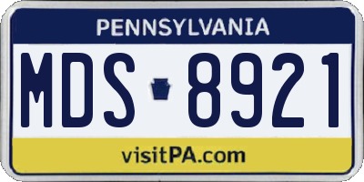PA license plate MDS8921