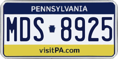 PA license plate MDS8925