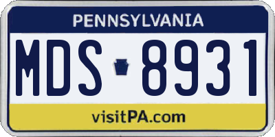 PA license plate MDS8931