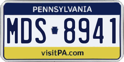 PA license plate MDS8941