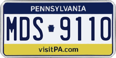 PA license plate MDS9110