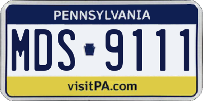 PA license plate MDS9111