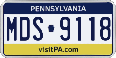 PA license plate MDS9118