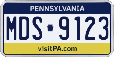 PA license plate MDS9123