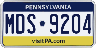 PA license plate MDS9204