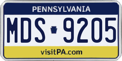 PA license plate MDS9205