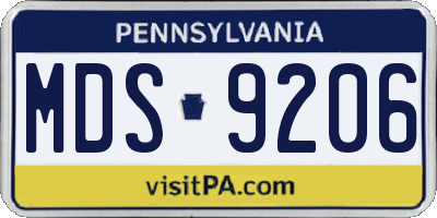 PA license plate MDS9206
