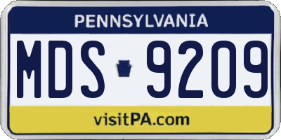 PA license plate MDS9209