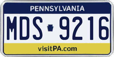 PA license plate MDS9216