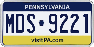 PA license plate MDS9221