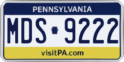 PA license plate MDS9222