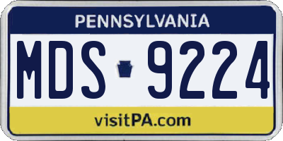 PA license plate MDS9224