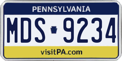 PA license plate MDS9234