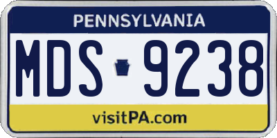 PA license plate MDS9238