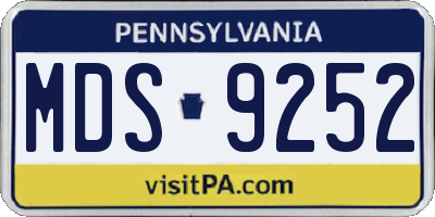 PA license plate MDS9252