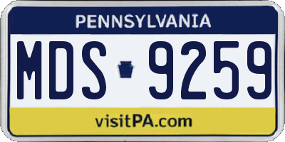 PA license plate MDS9259