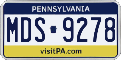 PA license plate MDS9278