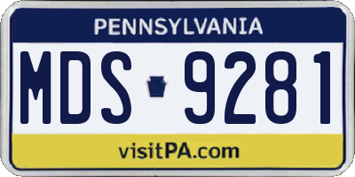 PA license plate MDS9281