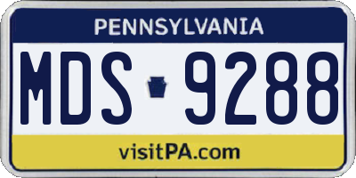 PA license plate MDS9288