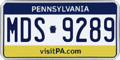 PA license plate MDS9289