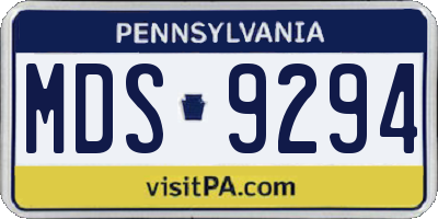 PA license plate MDS9294