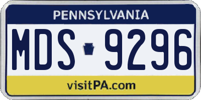 PA license plate MDS9296