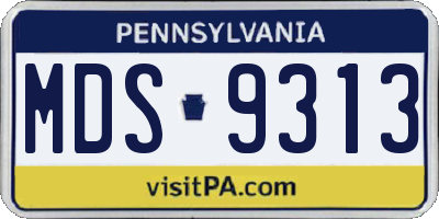 PA license plate MDS9313