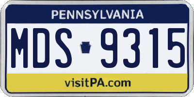 PA license plate MDS9315
