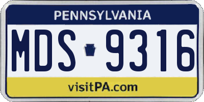 PA license plate MDS9316