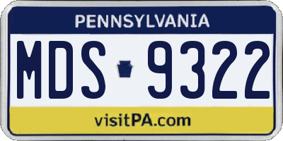 PA license plate MDS9322