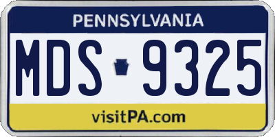 PA license plate MDS9325