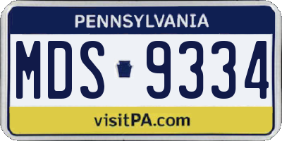 PA license plate MDS9334