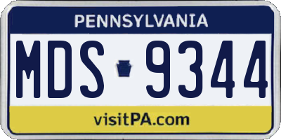 PA license plate MDS9344