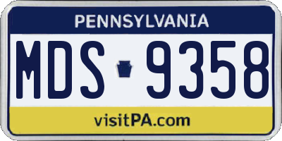PA license plate MDS9358
