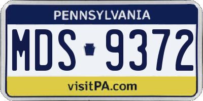 PA license plate MDS9372