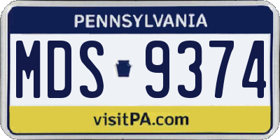 PA license plate MDS9374